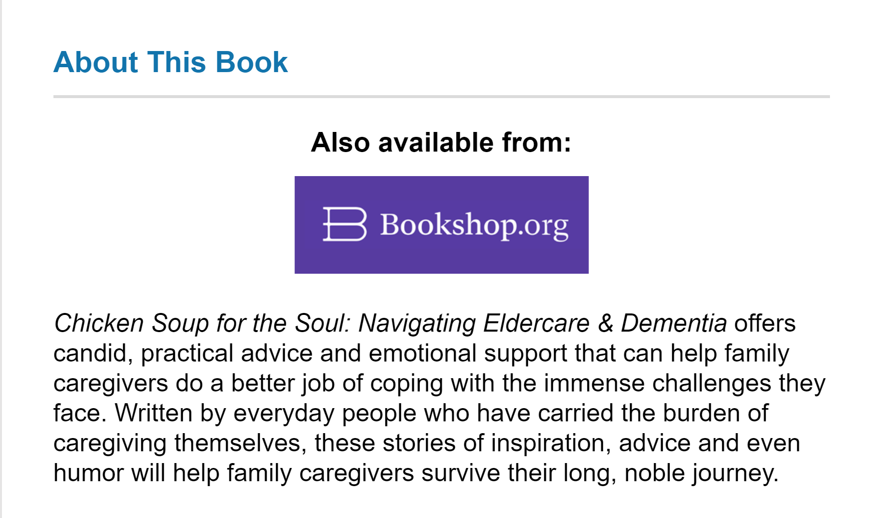 Chicken Soup for the Soul Navigating Eldercare & Dementia June 2021